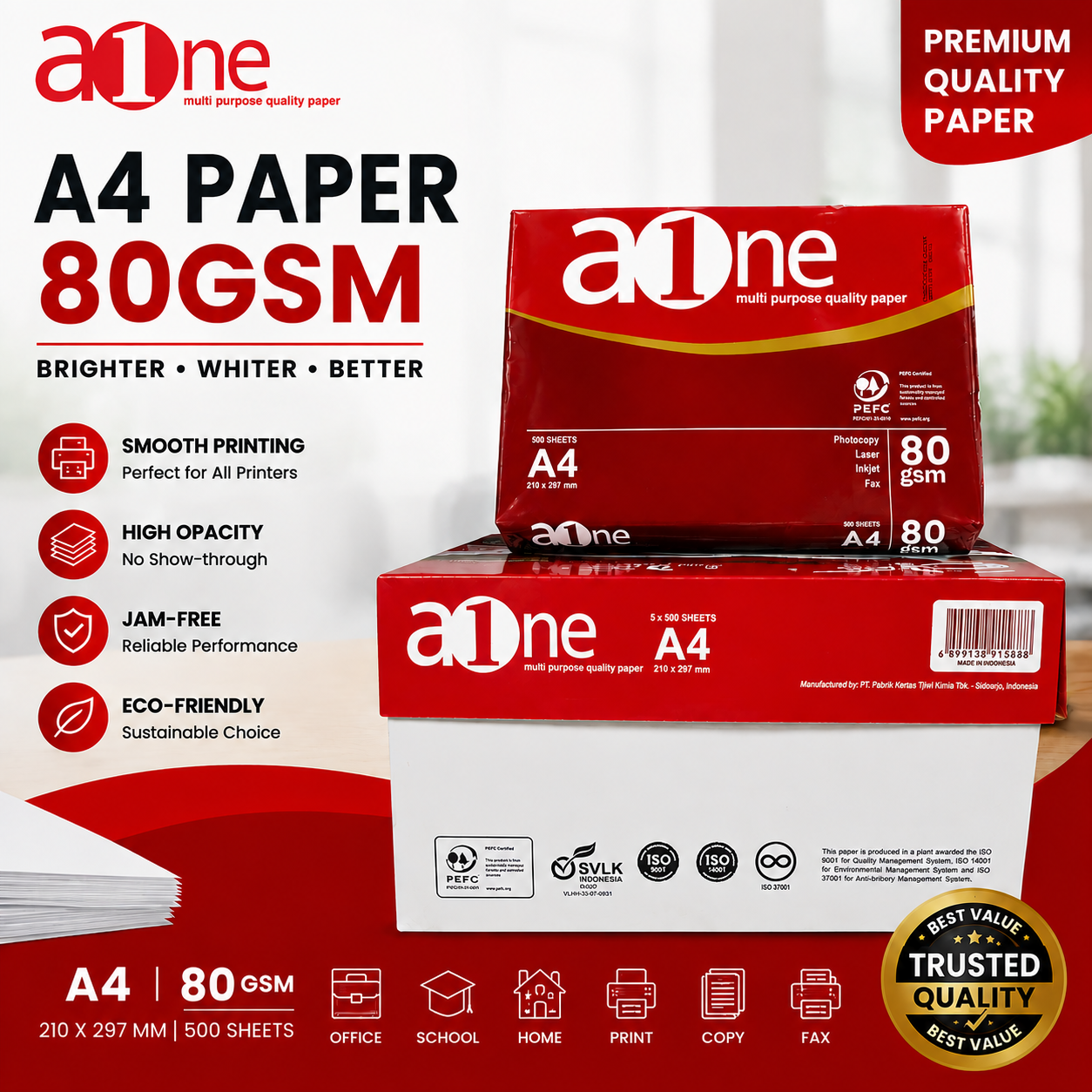A4 80G Aone A4 Paper 80gsm - Image 1